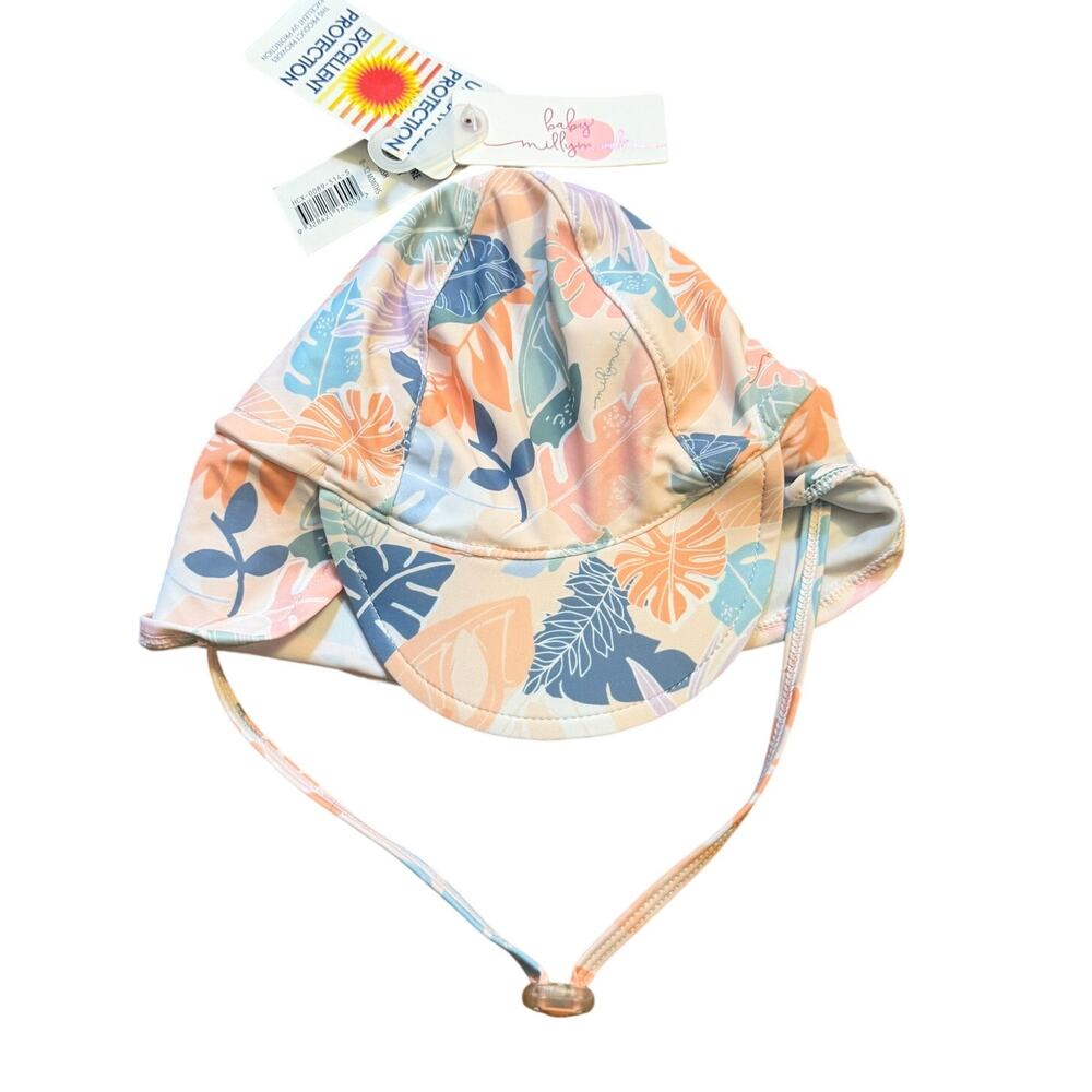 NWT Millymook Baby Girls Tropical Floral UPF 50+ Sun Hat Blush 0–12 Months